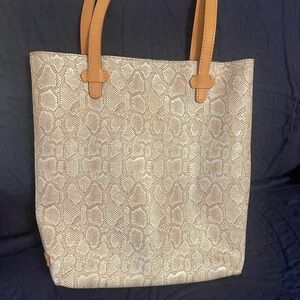 Consuela Tan Snake Print Tote Bag
